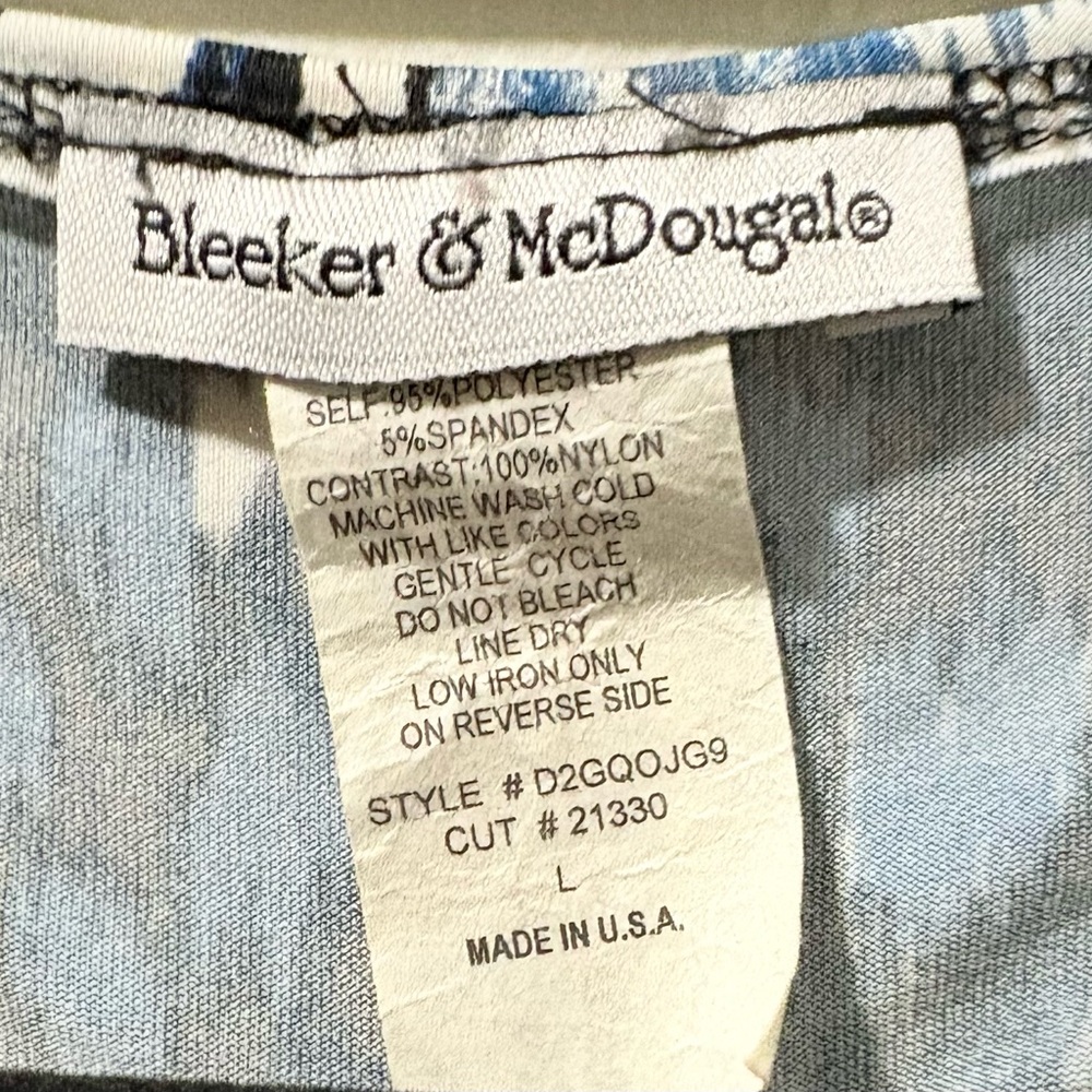 Blue and Black Patterned Women's Top - Picture 2 of 4